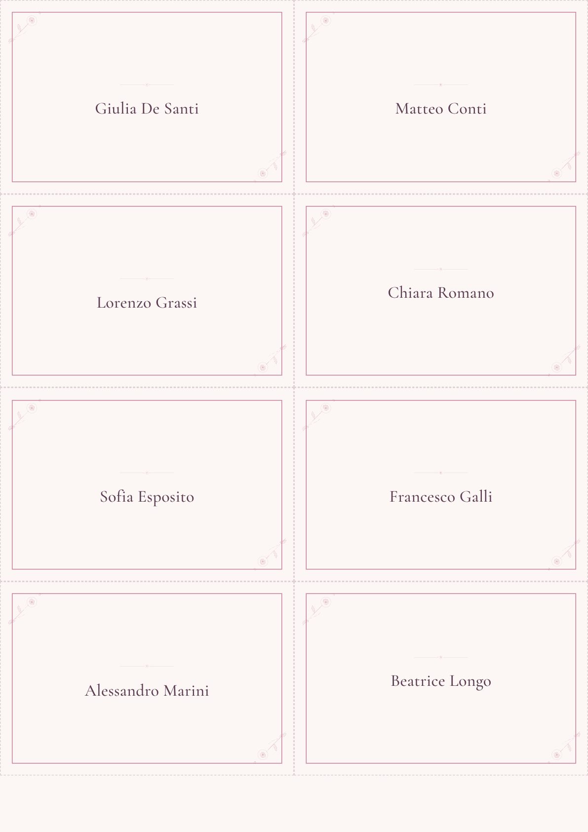 Segnaposti coordinati